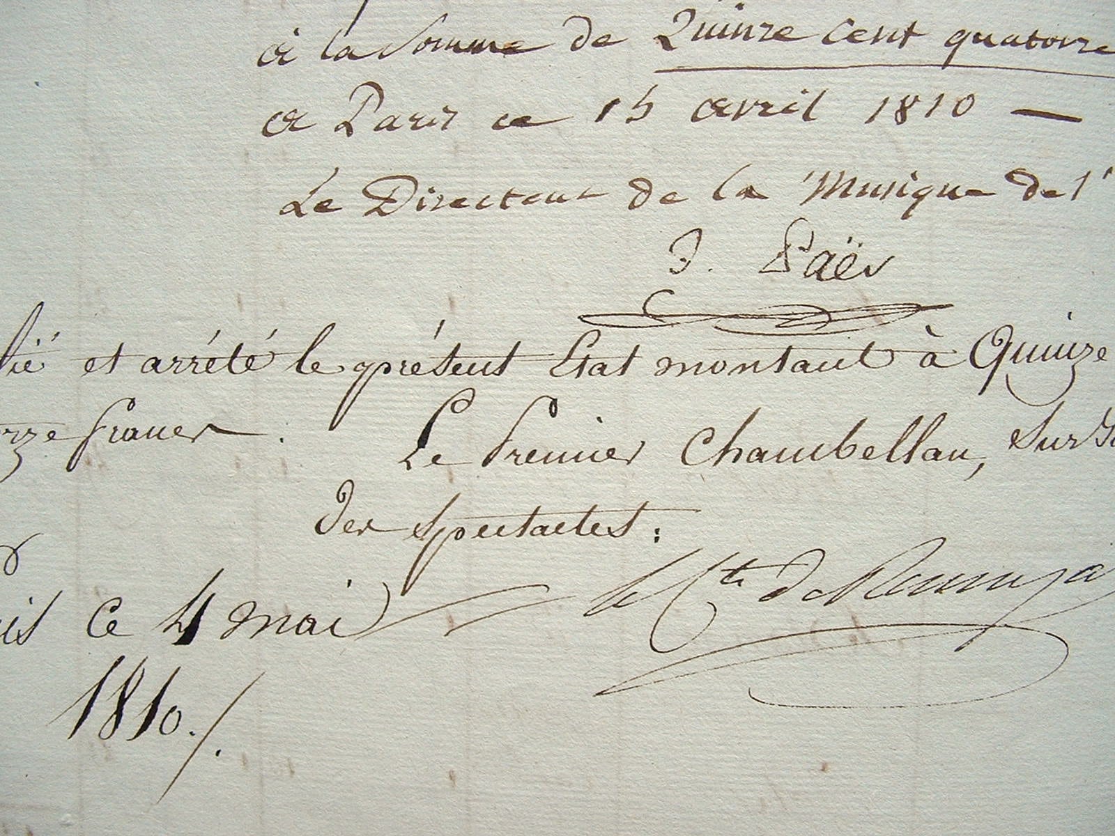 Rémunération des orchestres pour le mariage de Napoléon. – vue 6